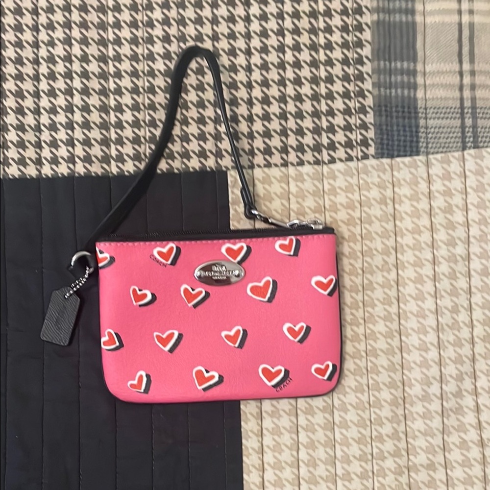 Coach Pink Heart Clutch Wristlet